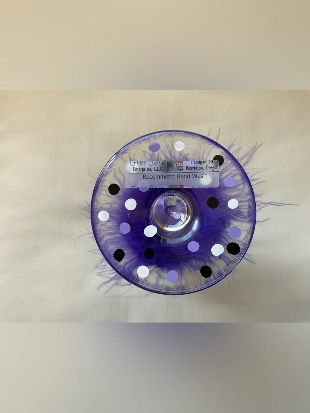 60th Birthday Purple Feathered Wine Glass - Fun Gift! Party Decor